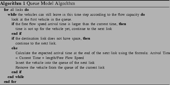 \begin{algorithm}
% latex2html id marker 87\caption{Queue Model Algorithm} \s...
... current
link}
\ENDIF
\ENDWHILE
\ENDFOR
\end{algorithmic}\end{algorithm}