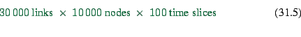 \begin{displaymath}
30\,000~\hbox{links} ~\times~ 10\,000~\hbox{nodes}
~\times~ 100~\hbox{time slices}
\end{displaymath}